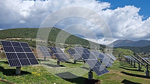 solar panles park on mountais flexible electricity power photo