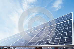 Solar plant(solar cell) with the cloud on sky.