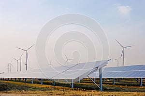 Solar plant and wind turbine