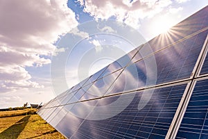 Solar plantsolar cell with the summer season, hot climate causes increased power production, Alternative energy to conserve the
