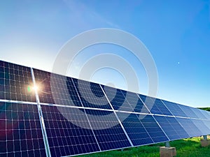 Solar plantsolar cell with the sunlight, hot climate causes increased power production, Alternative energy to conserve the world