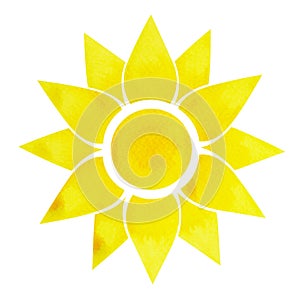 Solar plexus chakra symbol concept, flower floral, watercolor painting photo