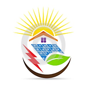 Solar power alternative energy leaf logo