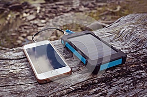 solar power bank charging smart phone