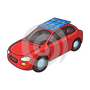 Solar power of car vector icon.Cartoon vector icon isolated on white background solar power of car .
