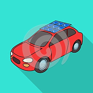 Solar power of car vector icon.Flat vector icon isolated on white background solar power of car .