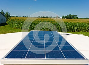 A solar power gathering energy on top of an rv