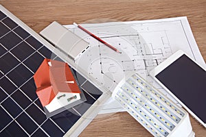Solar power home installation design scene