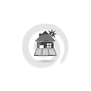 Solar power home logo icon with shadow