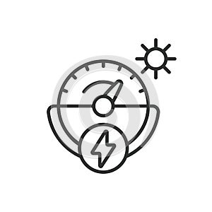 Solar Power Indicator icon in line design. Power, indicator, sun, energy, panel, icon, system, renewable, display