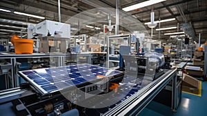 Solar power panel. Green energy. Electricity. Power energy pannels. Solar pannel line production.