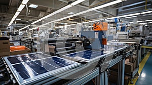 Solar power panel. Green energy. Electricity. Power energy pannels. Solar pannel line production.