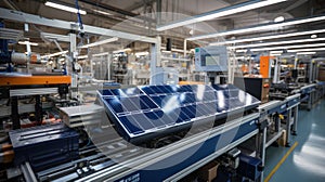 Solar power panel. Green energy. Electricity. Power energy pannels. Solar pannel line production.