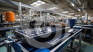 Solar power panel. Green energy. Electricity. Power energy pannels. Solar pannel line production.