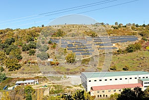 Solar power panels in an industrial estate in Bejar, Spain. photo