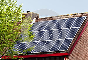 Solar power panels on roof