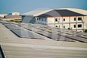 solar power plant to innovation of green energy for life on factory roof