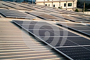 solar power plant to innovation of green energy for life on factory roof