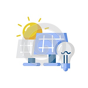 Solar power station vector flat color icon