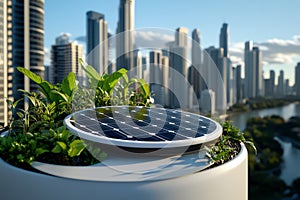 Solar Power Sunlight, Rooftops, and Energy Efficiency visualized in an urban setting where solar panels on rooftops capture