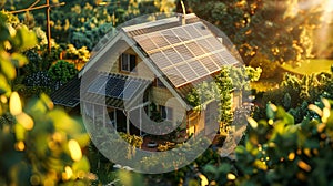 Solar powered house in the forest