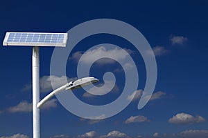 Solar-powered lamp on sky