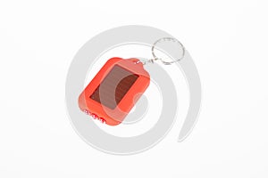 Solar powered LED keychain red plastic flashlight