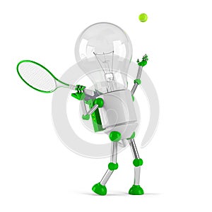 Solar powered light bulb robot - tennis photo
