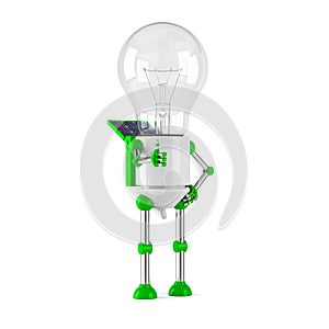 Solar powered light bulb robot - thumbs up