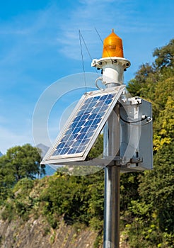 Solar powered lighthouse in the harbour