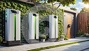 Solar-powered regenerative electrical energy storage for charging electric cars, electrical appliances and private households