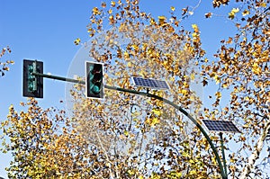 Solar powered traffic lights