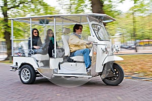 Solar powered tuc tuc at full speed