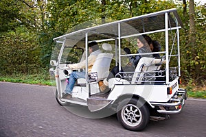 Solar powered tuc tuc on the road