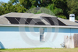 Solar powered water heating system on a house