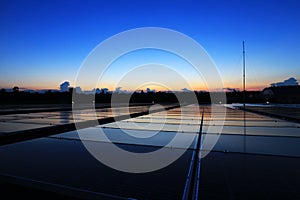 Solar PV Rooftop Beautiful Clear and Dawn Sky photo