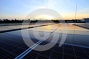 Solar PV Rooftop Beautiful Sunset Sky