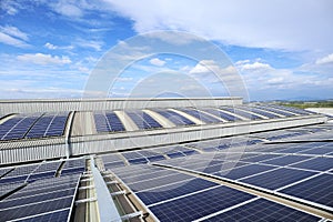 Solar PV Rooftop on Curve Roof under Beautiful Sky