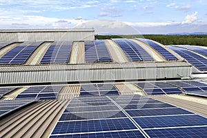 Solar PV Rooftop on Curve Roof under Beautiful Sky