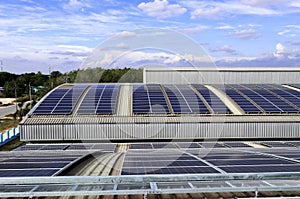 Solar PV Rooftop on Curve Roof under Beautiful Sky