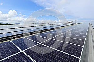 Solar PV Rooftop System Cloudy Sky Background