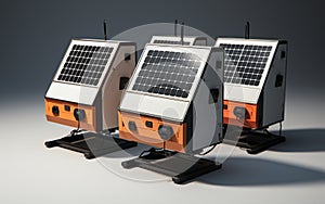 Solar Refrigerators on White Background -Generative Ai