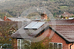 Solar roof panel on a frosty morn