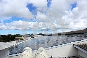 Solar Rooftop System Cloudy Sky