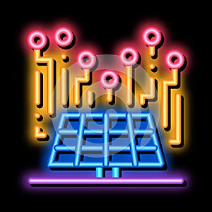 solar sensors neon glow icon illustration