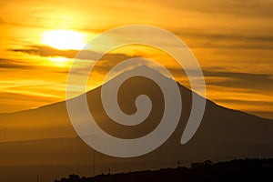 Solar sphere above the volcano and with fumarole