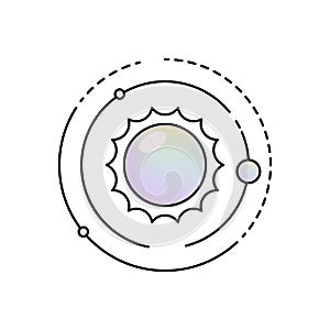 Solar or sun system icon. Vector planetary orbit.