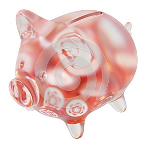 Solar (SXP) Clear Glass piggy bank with decreasing piles of crypto coins.