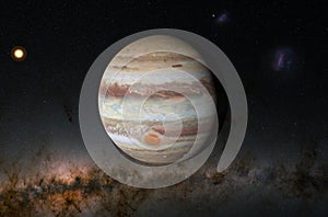 Jupiter planet in the solar system - 3d illustration, closeup view