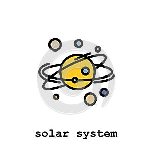 Solar system color icon thin line, linear, outline vector. solar system simple sign, logo. planets revolve around photo